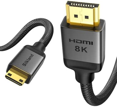 Silkland 8K Mini HDMI to HDMI Cable 0.3M, [8K@60Hz, 4K@120Hz, 48Gbps, Upgrade Braided], Compatible with Camera, HDTV, Laptop, Tablet, Cam Link, Portable Monitor, Raspberry Pi Zero Series