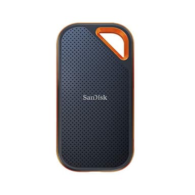 SanDisk Extreme PRO Portable SSD 2TB (up to 2000 MB/s read speeds, Powerful NVMe Solid State Performance, IP65 rated for dust and water resistance, 256-bit AES hardware encryption) Black