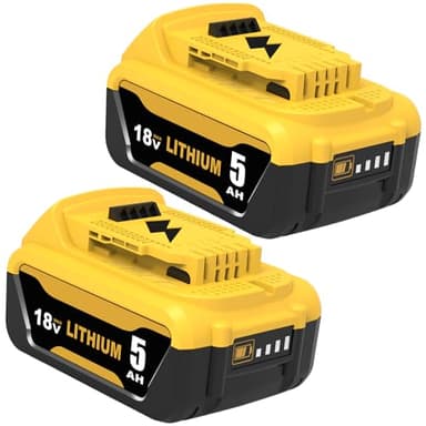 2 Pack 5000mAh Replacement for dewalt battery 18V for dewalt battery DCB184 DCB180 DCB181 DCB182 DCB200 DCB201 DCB204 with LED Indicator