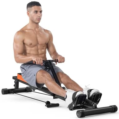 Jupgod Magnetic Rowing Machine, Rowing Machines for Home Gym, 160KG/350 LBS Weight Capacity, 16 Levels of Quiet Resistance (Orange&Black)