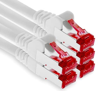 1aTTack.de - 5x 10m CAT6 patch cable S/FTP PIMF shielding CAT.6 RJ45 network cable Ethernet cable DSL LAN router switch modem patch panel - white - 5 pieces