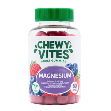Chewy Vites Adult Gummies Magnesium Citrate 736mg Offering 82.5mg of Elemental Magnesium, 60 Vitamin Gummies, 2 Months Supply, Real Fruit Juice, Vegan, Berries Flavour