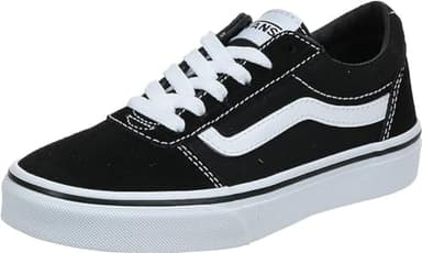 Girls Vans Size 5.5, Ward Sneaker Kids Shoes, Black & White Suede Canvas Lace Up Shoes, Low Top Children's Trainers, Lightweight Sports Shoes by Vans Active Wear Range (5.5 UK)