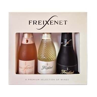 Freixenet Cordon Rosado Dry Cava 3 x 20cl Gift Pack– 2025 (11.5% ABV), Prosecco D.O.C (11%) & Cordon Negro Brut Cava (11.5%). Gift for Birthday or Christmas. By Blue Tree Gifts.