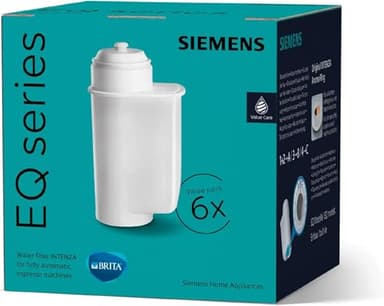 Siemens TZ70063A Brita Intenza Water Filter, Reduces Limescale Content in Water, for EQ Series and Built-in Fully Automatic Machines, Pack of 6, White
