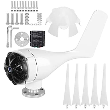 Wind Turbine Generator, Windmill Generator 1600W Businesses 5 Blade Wind Controller Turbine Kit for Boats, Terraces, Cabins or Home(White 48V)