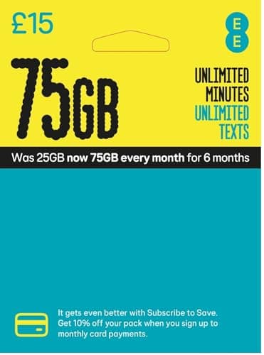EE £15 Data Pack Pay As You Go Sim Card - Standard, Micro & Nano Included