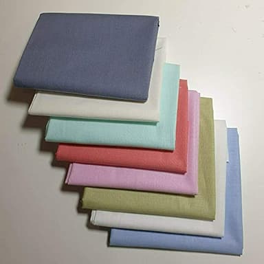 Plain/Solid 100% Egyptian Cotton Fat Quarter Bundles Approx (50x50cm) Square Cuts Suitable for Arts & Crafts Sewing Quilting Bunting & Much More (Bright Colours Pack of 8)