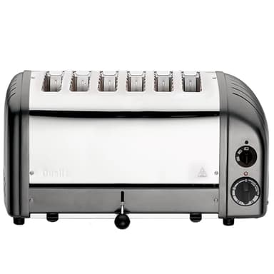 Dualit Classic 6 Slice Toaster - Stainless steel - Hand built in the UK - Replaceable ProHeat® elements - Heat two, four or six slots - Mechanical timer - Replaceable parts - Metallic Charcoal