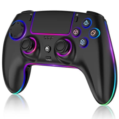 MYSTILUCK Wireless Controller Compatible with PS-5/Pro/PC/MAC/iOS/Android/Steam Deck,Gamepad with 7 Colors RGB Lighting/Dual Vibration/Turbo/6 Axis Gyro Sensor/Programmable/Audio Jack/1500 mAh Battery