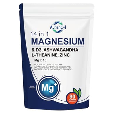Sleep Gummies - 350mg Adult Magnesium Glycinate Gummies - High Strength Anxiety & Sleep Support - L-Theanine, Vitamin D & Zinc - Magnesium Glycinate & Citrate for Adults - Sugar Free & Vegan
