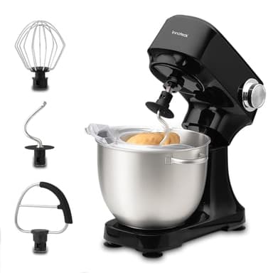 Innoteck Kitchen Pro 4.5L Stand Mixer – 600W Multi-Speed Kitchen Mixer with Dough Hook, Whisk & Beater Attachments, 12-Speed Control, Stainless Steel Bowl for Bread, Cakes, Home Baking