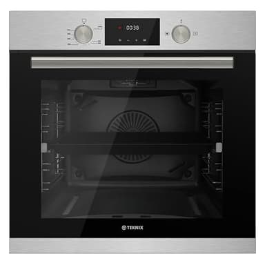 Teknix BITK264GSX 60cm Built-In Gas Oven – Integrated with 63L Capacity - LPG Convertible - Digital Timer Display - Double Glazed - Soft Close - Stainless Steel, W59.5 x H59.5 x D55.0 (cm)