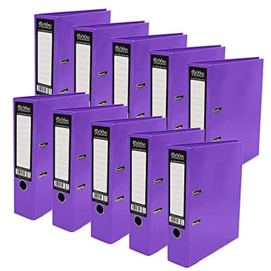 Pukka Pad, Brights A4 Lever Arch Files – 10 Pack – 70mm Spine with Customisable Label for Large Amounts of Documents and Thumb Hole Retrieval – 32 x 28cm, Purple