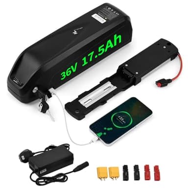36V Ebike Battery 17.5Ah 25A BMS 4500mAH Cell Electric Bike Lithium Battery Pack with Charger for Bafang Voilamart Aw Tongsheng Motor, 36 volt Electric Bicycle battery for 100W -750W Motor (UK Stock)