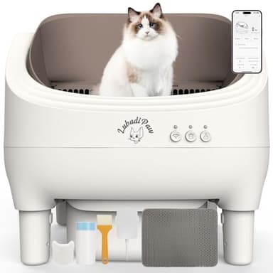 LubadiPaw Self Cleaning Cat Litter Box, Smart Automatic Cat Litter Box with Double Odor Removal, 78L Large Capacity, APP Control, Anti-Pinch for Multiple Cats