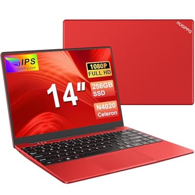 HUQPPQ Laptop PC Notebook Computer Win11 14 Inch 6GB 256GB SSD Expansion 1TB, Celeron N4020 Laptop up to 2.8GHz, 5000mAh 5G WiFi BT4.2 Support Wireless Mouse & Keyboard Protection-Red