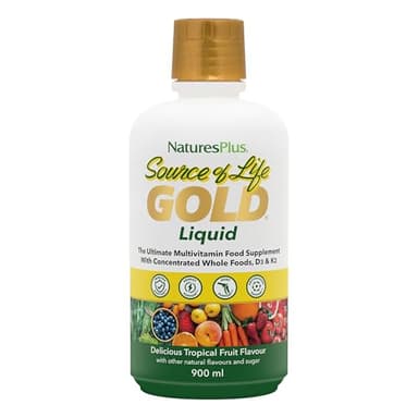 NaturesPlus Source of Life Gold Liquid - High Potency Whole Food Multivitamin and Mineral - Energy Boost, Immune Support - Vegetarian, Gluten Free - 887ml