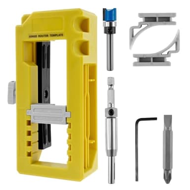 KTCINA Door Hinge Mortise Jig Kit Sturdy Door Hinge Router Template Door Hinge Mortiser Installation Kit Door Lock Installation Kit Fits for Door Hinge Sqaure 3”-5” Length, Radius 1/4” or 5/8”