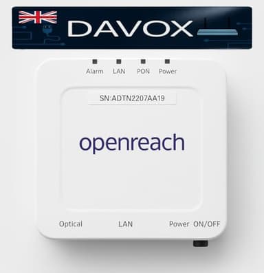 DAVOX BT Openreach Adtran SDX611 GPON ONT Modem | High-Speed Fibre Optic Internet Terminal | 1GE Ethernet Port | Compact, Reliable & Compatible with UK Fibre Broadband Networks