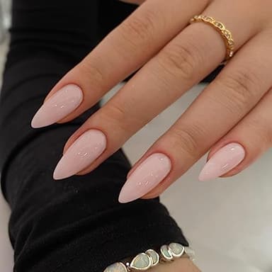 SXVME Dusty Pink False Nails Almond Medium, Gel Press on Nails Almond Solid Color Full Cover Acrylic Fake Nails Set Medium Stiletto Stick on Nail for Women DIY Nail Art 24 Pcs