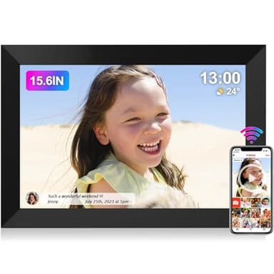 UCMDA WiFi Digital Photo Frame, 15.6 Inch Smart Cloud Digital Picture Frames with 1280x800 IPS Touch Screen (15.6in-black-wifi)
