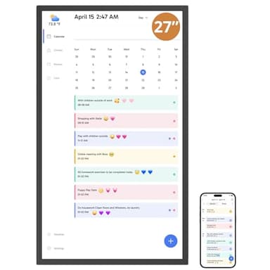 Dragon Touch 27 inch Digital Calendar Chore Chart – Interactive Touchscreen, Smart Family Planner, Hearth Display Desk Digital Calendar Seamless Scheduling Black