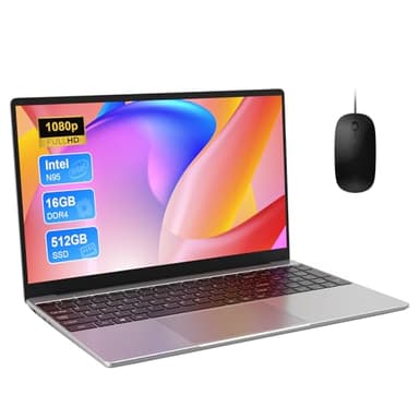 15.6 Inch Laptop Windows 11 Pro– Intel N95 Quad-Core, 16GB RAM 512GB SSD, Full HD Display, Backlit Full-Size Keyboard, Numeric Keypad, Dual WiFi, Bluetooth, Type-C, HDMI, USB, Notebook for Work Study