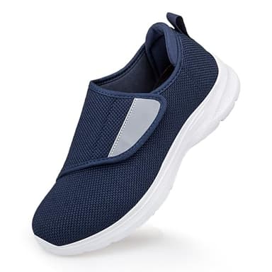 Topwolve Men's Trainers Lightweight Breathable Walking Shoes Easy Close Adjustable Orthopedic Shoes for Swollen Feet Plantar Fasciitis,Blue,6.5 UK