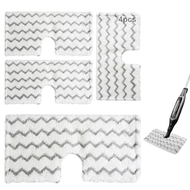 4 Pack Shark Steam Mop Pads Replacement for S6001UK S6003UK – Microfiber, Washable, Absorbent, Fits Klik n' Flip Corded Steam Pocket Mop