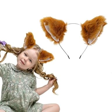 dinghaole Fox Headband, Fox Costume Headband With Fox Ears, Faux Fur Fox Cat Ears Headband, for Fancy Dress Up Fox Cosplay Costume Stage show Costume Halloween Costume Party Costume Ears