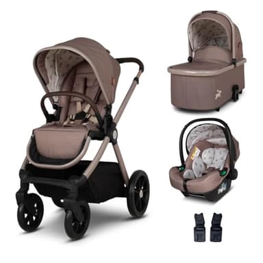 COSATTO Giggle 4 Travel System - 3 in 1 Travel System, 0-25kg Approx. 4 Years Old, Compact Fold, Pram, Pushchair, Carrycot, Seat Unit, i-Size Group 0+ Infant Carrier Car Seat & Raincover (Lollop)