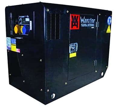 Warrior 12.5kVa Diesel Generator – 296cc Engine, 11,000 Max Watts, Electric Start, 60L tank with 24-hour run time, Quiet Running at 68dBA & Soundproof Canopy, AVR for Safe Running, Heavy-Duty Frame