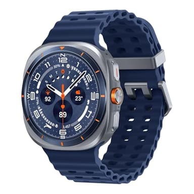 Samsung Galaxy Watch Ultra (2025), AI Smart Watch, Marine Band, Titanium Casing, Cushion Design, Quick Button, 47mm, LTE, Titanium Blue, 3 Year Extended Warranty (UK Version)
