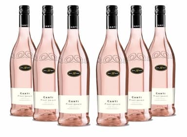 Canti - Pinot Grigio delle Venezie D.O.C., Italian Rosè Dry Wine, Fresh Peachy Flavor With Vibrant Berries and Stone Fruit Taste, 6x750 ml