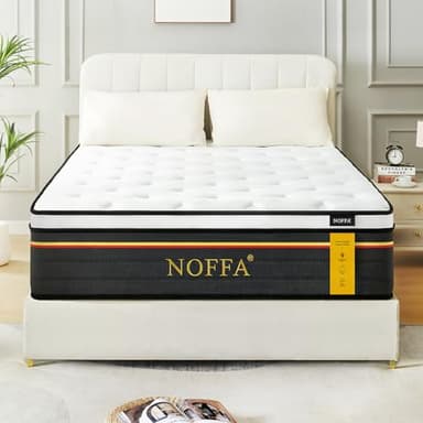 NOFFA 5FT Orthopedic King Mattress | 12" King-Size Hybrid Mattresses | 7 Zone Orthopedic Mattresses Include Memory Foam & Pocket Sprungs,Medium Firm,150x200x30cm