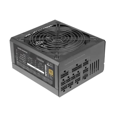 Mars Gaming MPB1000P, Modular ATX 3.1 Power Supply 1000W, 10 Years Warranty, 80Plus Gold, 140mm AI-RPM Fan, Japanese Capacitors, PCIe 5.1 and APFC Support, DC-DC and SMD Technology, Black