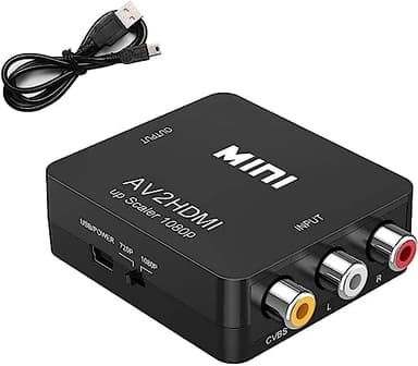 XPMY RCA to HDMI Adapter, AV to HDMI Converter, 1080P to HDMI CVBS AV Composite Video Audio Adapter for PC Laptop Mini Xbox PS2 PS3 TV STB VHS VCR Camera DVD