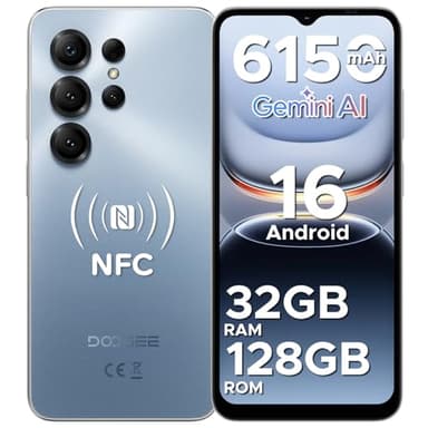 DOOGEE Note 56X Pro Mobile Phones, Newest Android 16 Smartphone with Gemimi AI, 6150mAh, Ultra-Slim 6.56" HD+ 90Hz, 32GB+128GB/TF 2TB Android Phone, SIM Free Mobile Phone Unlocked, Face ID/OTG/NFC/GPS