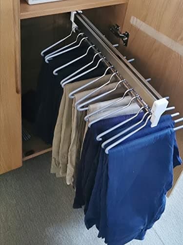 Pull Out Clothes Rail 30-80cm, Steel Extendable Closet Rod For Pants Clothing Storage, Wardrobe Adjustable Clothes Hanger Rail Space Saving, Load 25kg (Size : 300mm)