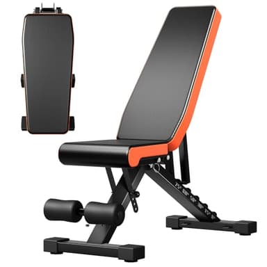 Panana Foldable Weight Bench, Adjustable Strength Training Fitness Benches, Utility Bench Incline Decline Full Body Workout Weights Bench for Home Gym