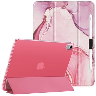 HGWALP Clear Case for iPad (A16) 11th Generation 11 Inch (2025),iPad 10th Generation 10.9 Inch (2022),Stand Cover with Hard Translucent Back, Support Touch ID (Marble Pink)