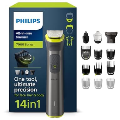 Philips Series 7000 All-in-one Trimmer, 14-in-1 Multigroom for face, Head and Body, One Tool - Ultimate Precision, 21 Length Settings (0.5-16 mm) (Model MG7930/15)