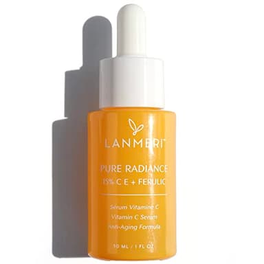 Lanmeri Vitamin C Face Serum - C E Ferulic Facial Serum with 15% Pure Ascorbic Acid, Ferulic Acid, Vitamin E, & Hyaluronic Acid - Anti Aging, Anti Wrinkle Skin Brightening Serum