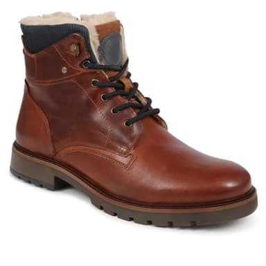 Lace-Up Leather Boots - Tan Size 8