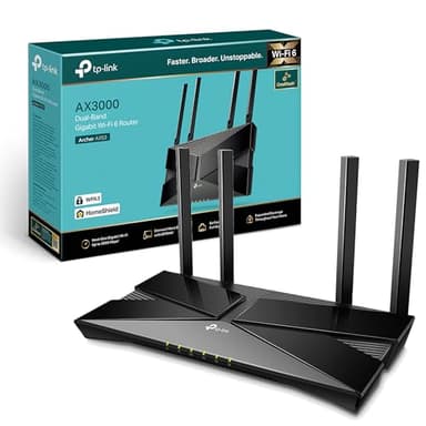 TP-Link Archer AX53 AX3000Mbps WiFi 6 Router, Gigabit VPN, Internet Booster, Ultra-Low Latency, EasyMesh, WPA3, Ideal for Gaming, Compatible With Alexa