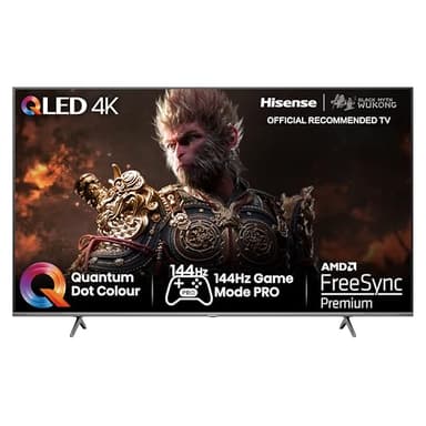 Hisense 65 Inch 144Hz QLED Gaming TV 65E7KQTUK PRO - 144Hz VRR, HDMI 2.1, Freesync Premium, Quantum Dot Colour, VIDAA U7, and Youtube, Freeview Play, Netflix and Disney+ (2023 Model)