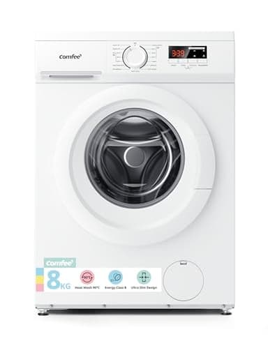 COMFEE' Freestanding Washing Machine,8KG Load,1400RPM,Heat Wash,Quick Wash,BLDC Durable Inverter Motor,White-CFE12EW80/W