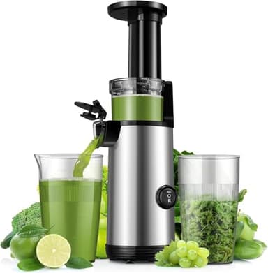 KIDISLE Compact Juicer Powerful Cold Press Juicer High Juice Yield Juicer Machines Easy to Clean Professional Slow Masticating Juicers for Fruits and Vegetables Reverse Function 600ml Cup Brush