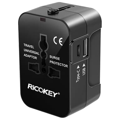 Universal Travel Adapter Worldwide Plug Adaptor with USB-C, International Power Adapter with 2 USB Ports World Travel Adaptor Wall Charger for EU USA UK Australia Thailand (Type C/G/A/I)